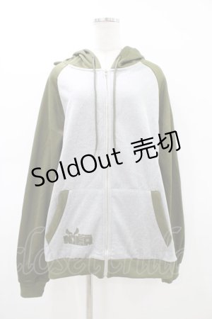 画像: NieR Clothing / うさ耳付きTWO-TONE ZIPパーカー  カーキ×グレー H-26-03-15-056-PU-TO-KB-ZH