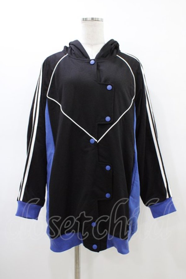 画像1: NieR Clothing / 防寒フードブルゾン  黒×青 H-26-03-15-059-PU-JA-KB-ZH (1)