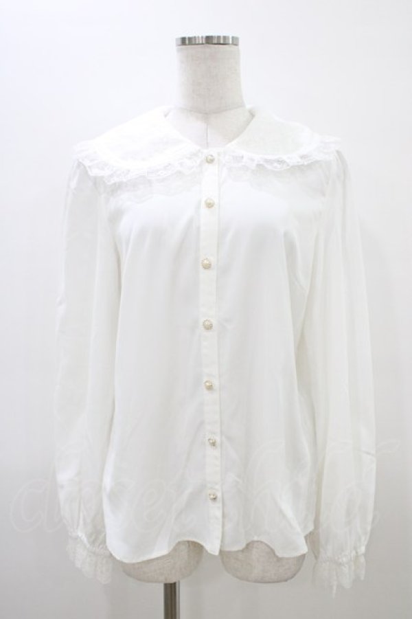 画像1: Secret Honey / レース配色襟ブラウス Free オフ H-26-03-15-1041-CA-BL-NS-ZH (1)