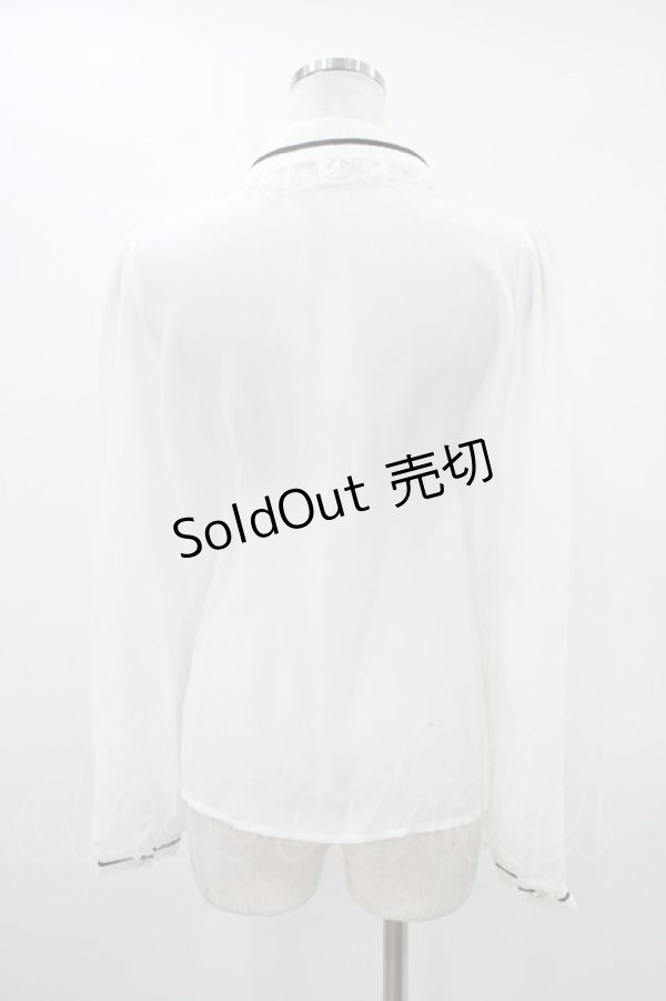 画像2: Secret Honey / ネクタイ付き配色ラインブラウス Free オフ H-26-03-15-1047-CA-BL-NS-ZH (2)