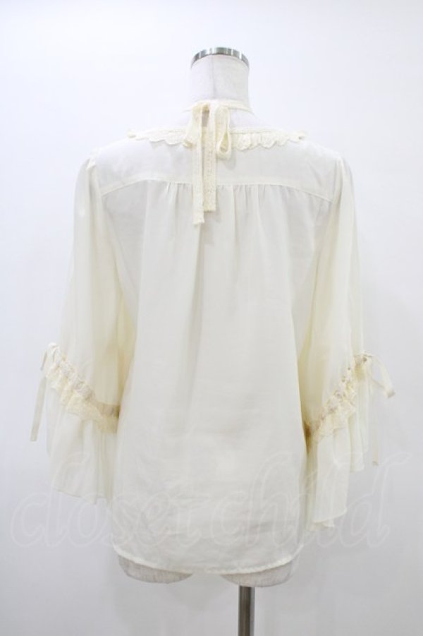 画像2: axes femme kawaii / はしごレース使いフレアスリーブブラウス M アイボリー H-26-03-15-1051-AX-BL-NS-ZH (2)