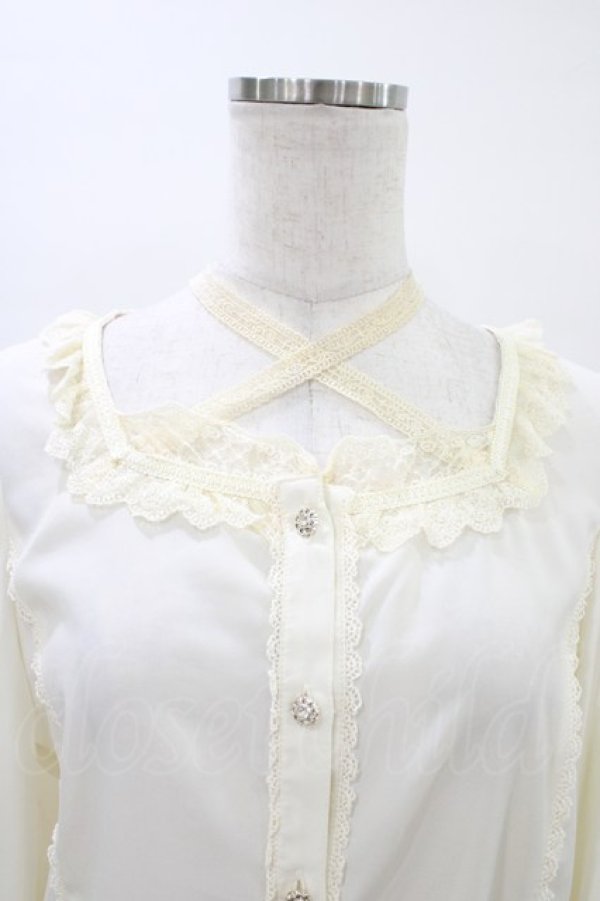 画像3: axes femme kawaii / はしごレース使いフレアスリーブブラウス M アイボリー H-26-03-15-1051-AX-BL-NS-ZH (3)