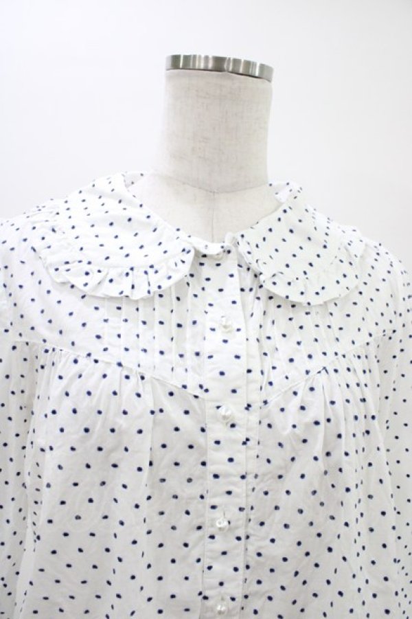 画像3: Nile Perch / ドットフリルブラウス Free オフ/ブルー H-26-03-15-1054-LO-BL-NS-ZH (3)