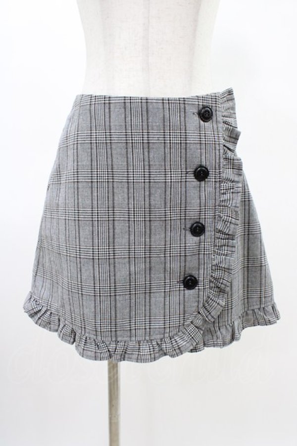 画像1: Ank Rouge / チェックフリルパンツ M ブラック H-26-03-15-1002-CA-PA-NS-ZH (1)