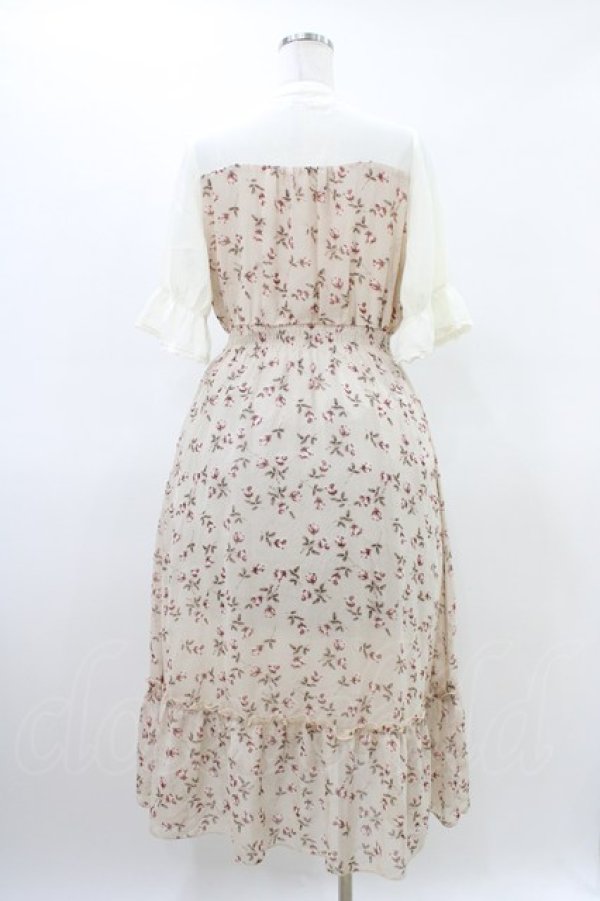 画像2: axes femme / チョーカーリボンデザイン花柄ワンピース M アイボリー H-26-03-15-1011-AX-OP-NS-ZH (2)