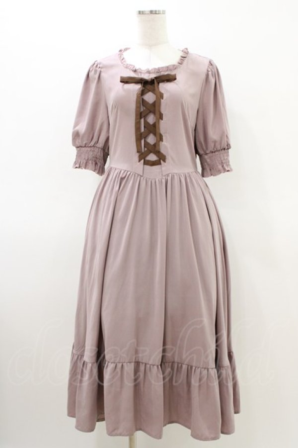 画像1: m petit by misako / AMレースアップワンピース M ピンク H-26-03-15-1014-LO-OP-NS-ZH (1)