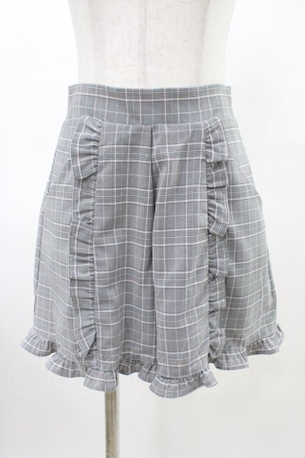 画像1: Honey Cinnamon / チェックフリルパンツ Free グレー H-26-03-15-1003-LO-PA-NS-ZH (1)