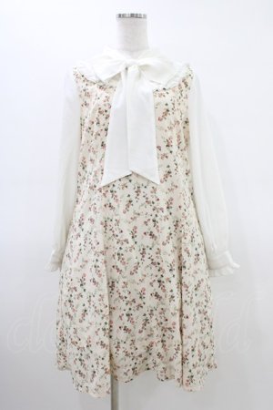 画像: axes femme POETIQUE / 花柄ブロッキングボウタイワンピース M アイボリー H-26-03-15-1019-AX-OP-NS-ZH