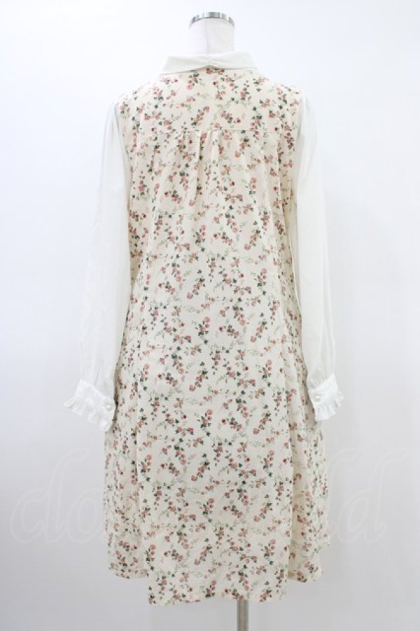 画像2: axes femme POETIQUE / 花柄ブロッキングボウタイワンピース M アイボリー H-26-03-15-1019-AX-OP-NS-ZH (2)