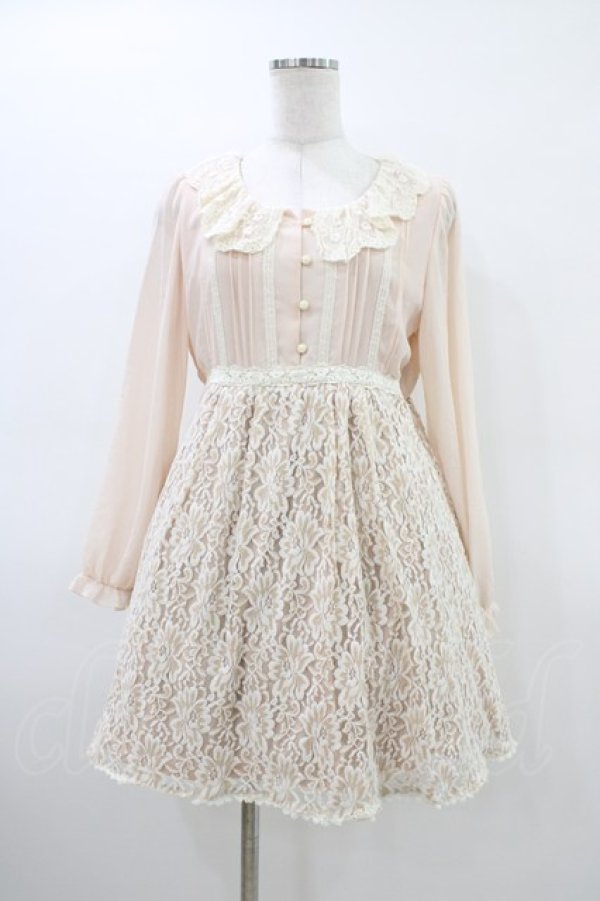 画像1: Amavel / レース切替シフォンワンピース Free ピンク H-26-03-15-1021-CA-OP-NS-ZH (1)