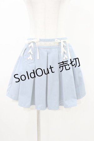 画像: axes femme / 編み上げプリーツキュロット M ブルー H-26-03-15-1004-AX-PA-NS-ZH