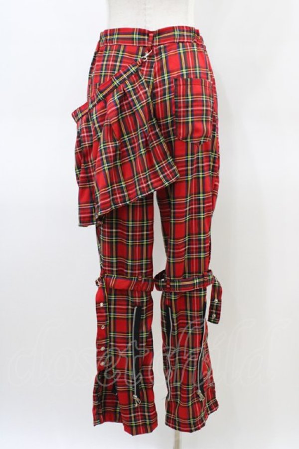 画像2: ACDC RAG / フラップ付タータンチェックパンツ  レッド H-26-03-15-010-PU-PA-KB-ZH (2)