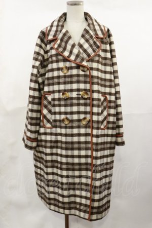 画像: Fi.n.t / 合皮パイピングダブル釦コート Free BROWN×WH H-26-03-15-2006-CA-CO-NS-ZH