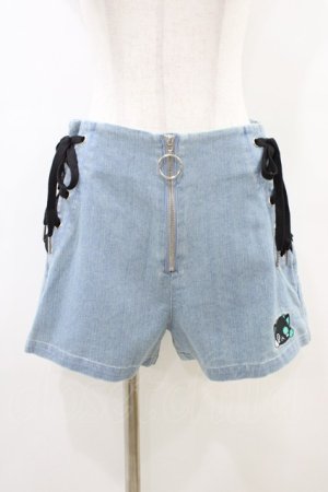 画像: NieR Clothing / シエル刺繍ショートパンツ  ブルーデニム H-26-03-15-012-PU-PA-KB-ZH