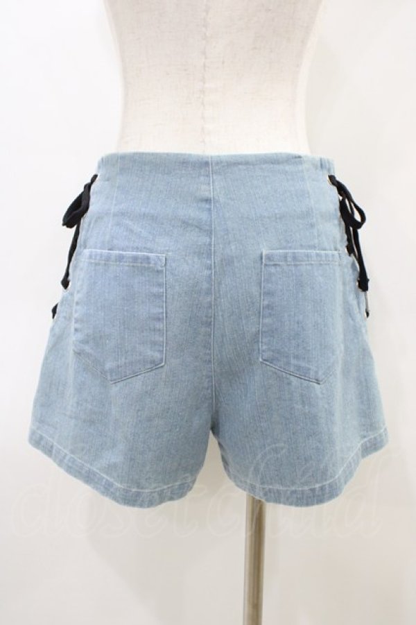 画像2: NieR Clothing / シエル刺繍ショートパンツ  ブルーデニム H-26-03-15-012-PU-PA-KB-ZH (2)