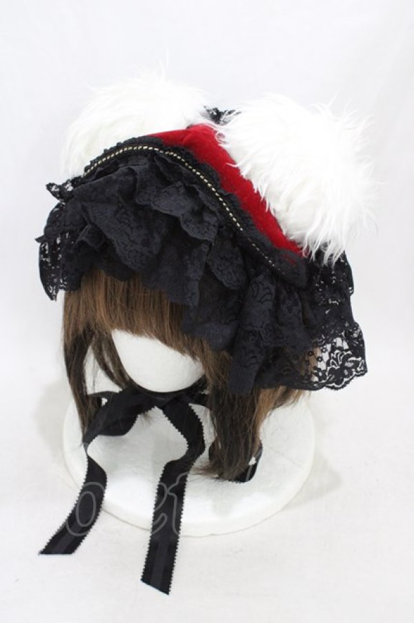 画像1: 危機裸裸商店 / くま耳ヘッドドレス  黒×赤×白 H-26-03-15-002-GO-AC-KB-ZH (1)