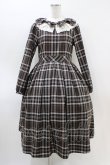 画像1: Melody BasKet / リボンとレースカラーのタータンチェックワンピース M ブラウン H-26-03-15-018-LO-OP-KB-ZH (1)
