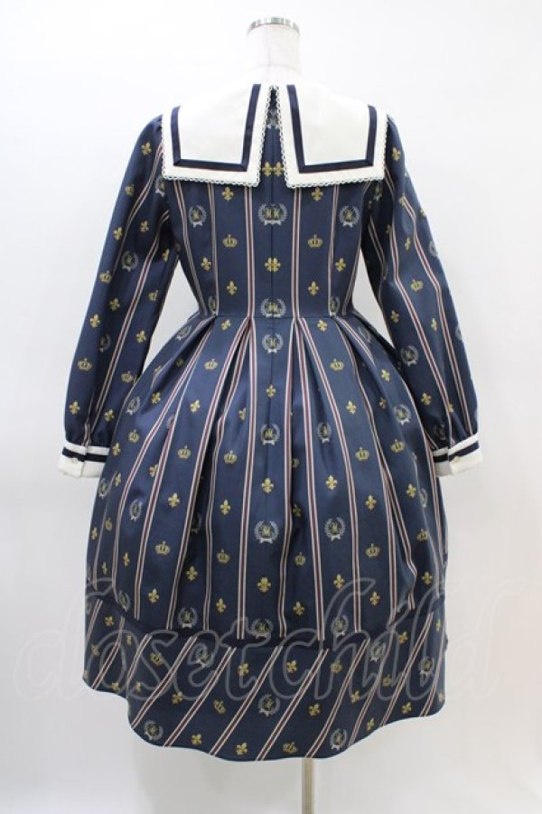 画像2: Melody BasKet / Schoolレジメンタルストライプワンピース M ネイビー H-26-03-15-019-LO-OP-KB-ZH (2)