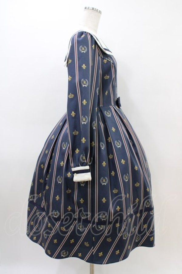 画像3: Melody BasKet / Schoolレジメンタルストライプワンピース M ネイビー H-26-03-15-019-LO-OP-KB-ZH (3)