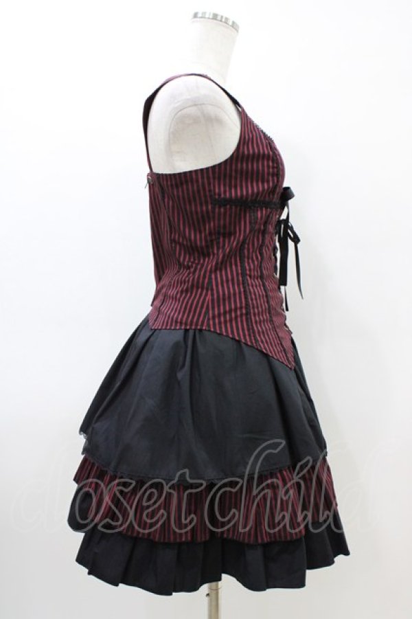 画像3: MIHO MATSUDA / ストライプビスチェ＆スカート  黒×赤 H-26-03-15-021-GO-SK-KB-ZH (3)