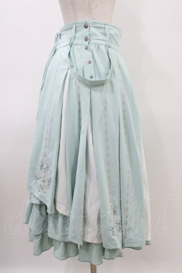 画像3: Ozz oneste / 霧蝶刺繍入り袴風プリーツスカート  サックス H-26-03-15-022-OO-SK-KB-ZH (3)