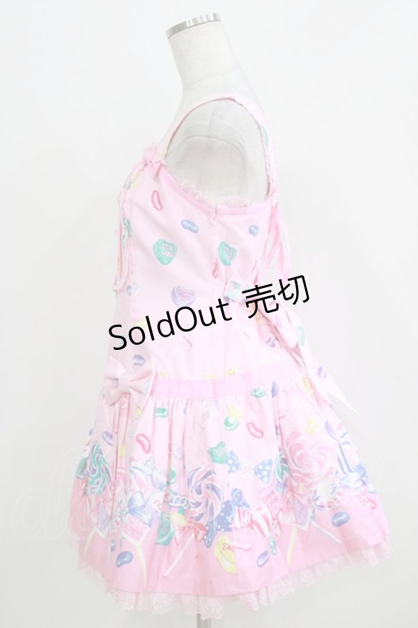 画像2: Angelic Pretty / Candy Treat ローウエストジャンパースカート Free ピンク H-26-03-16-026-AP-OP-NS-ZH (2)