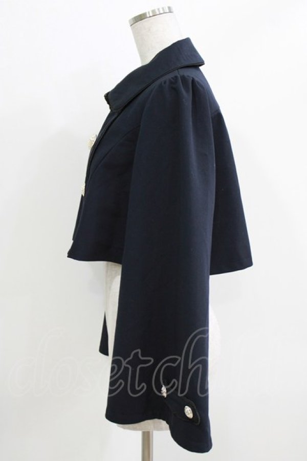 画像2: axes femme POETIQUE / ダブルリボンベルスリーブジャケット M ネイビー H-26-03-16-031-AX-TO-NS-ZH (2)