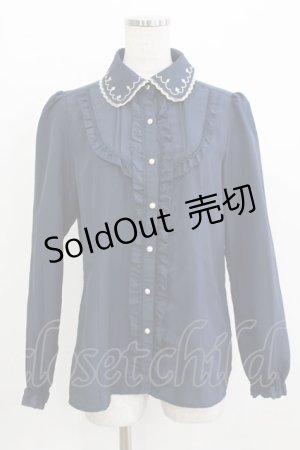 画像: axes femme / トランプ刺繍ブラウス M ネイビー H-26-03-16-040-AX-BL-NS-ZH