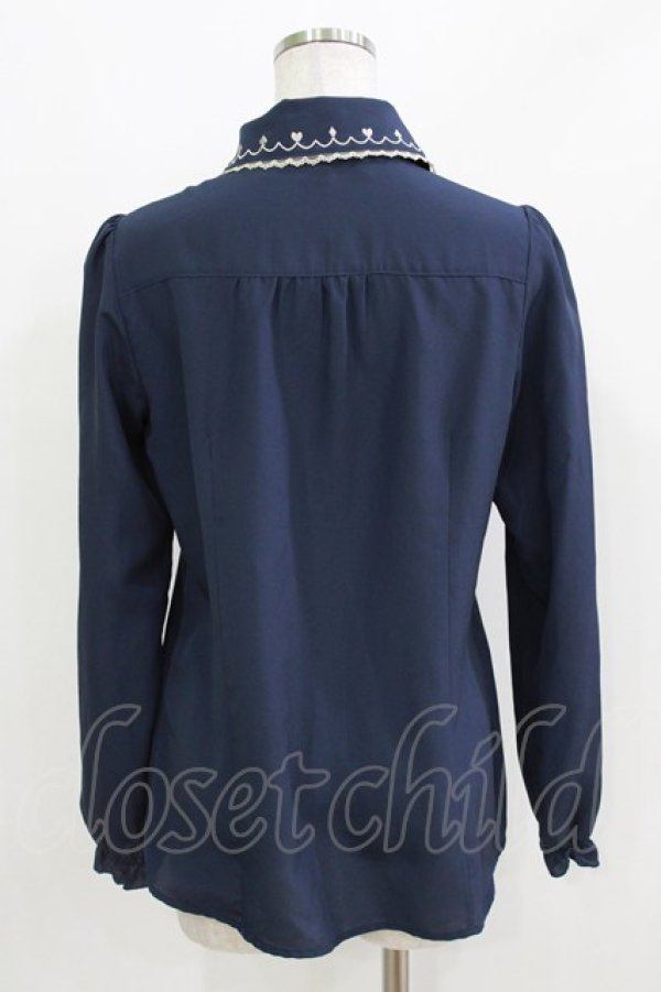 画像3: axes femme / トランプ刺繍ブラウス M ネイビー H-26-03-16-040-AX-BL-NS-ZH (3)