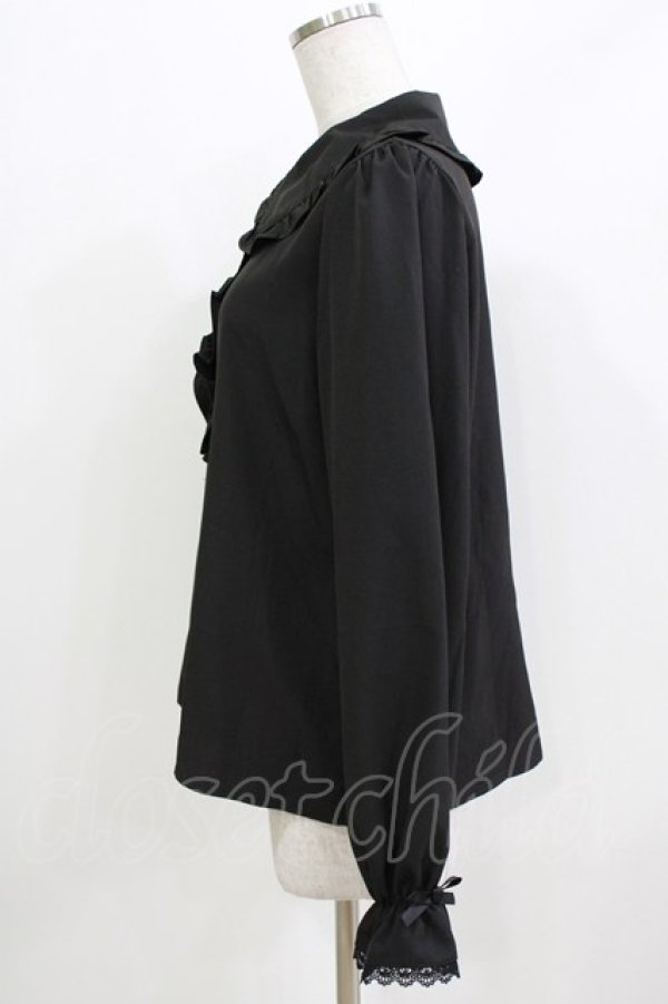 画像2: m petit by misako / AM マルエリフリルブラウス L ブラック H-26-03-16-045-LO-BL-NS-ZH (2)