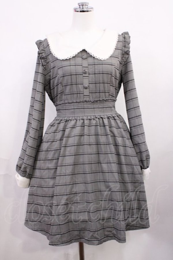 画像1: LIZ LISA / レースアップチェックリボンワンピース Free グレー H-26-03-16-1010-LO-OP-NS-ZH (1)