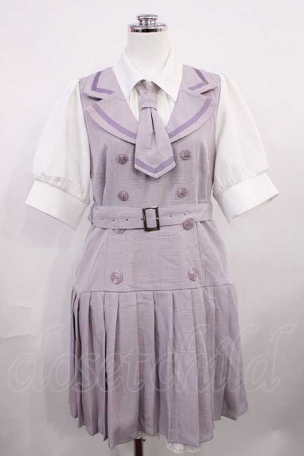 画像1: DearMyLove / 学園セットアップ風プリーツワンピース L ラベンダー H-26-03-16-1012-EL-OP-NS-ZH (1)