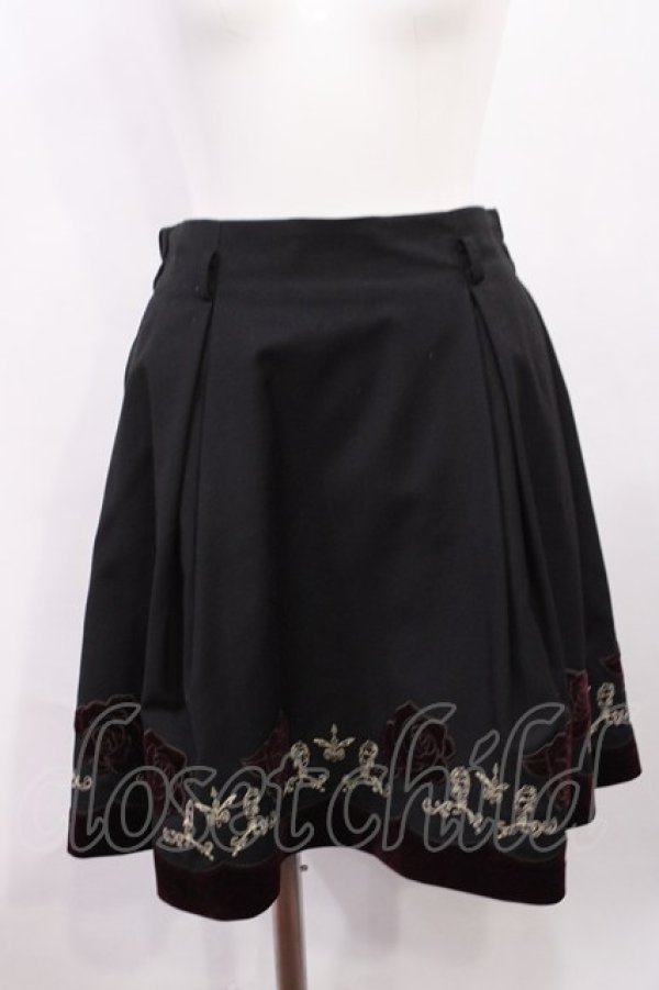 画像1: axes femme POETIQUE / 薔薇ベロア刺繍ミニスカート M ブラック H-26-03-16-1019-AX-SK-NS-ZH (1)