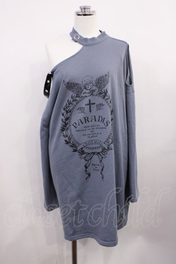 画像1: NOEMIE / メッシュ切り替えオープンショルダー裏毛Tシャツ M グレー H-26-03-16-1024-LO-TS-NS-ZH (1)