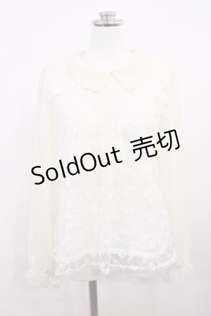 画像: axes femme / 袖シャーリングレースプルオーバー M 生成り H-26-03-16-1027-AX-TO-NS-ZH