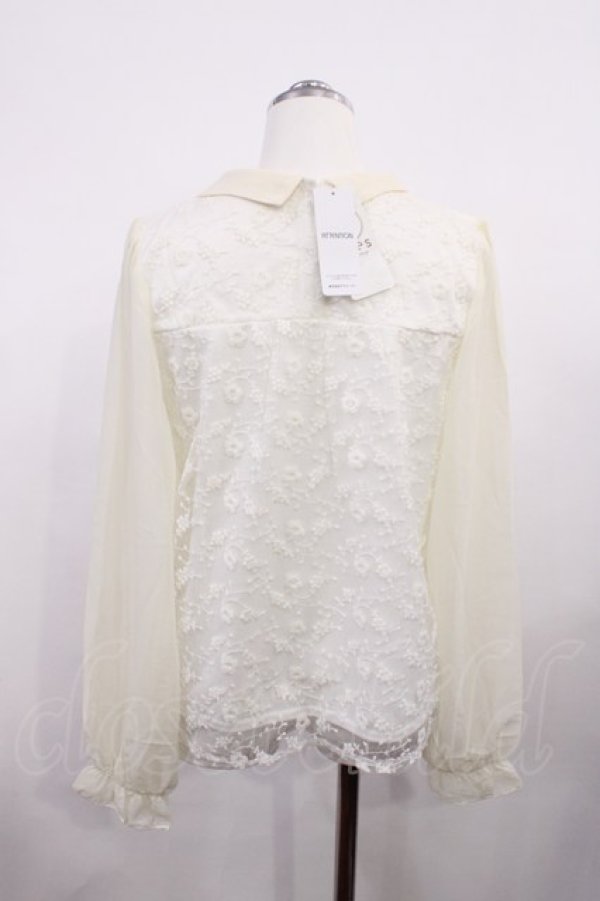 画像2: axes femme / 袖シャーリングレースプルオーバー M 生成り H-26-03-16-1027-AX-TO-NS-ZH (2)