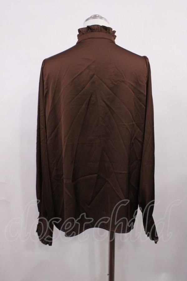 画像2: axes femme POETIQUE / ストライプサテンブラウス M ブラウン H-26-03-16-1028-AX-BL-NS-ZH (2)