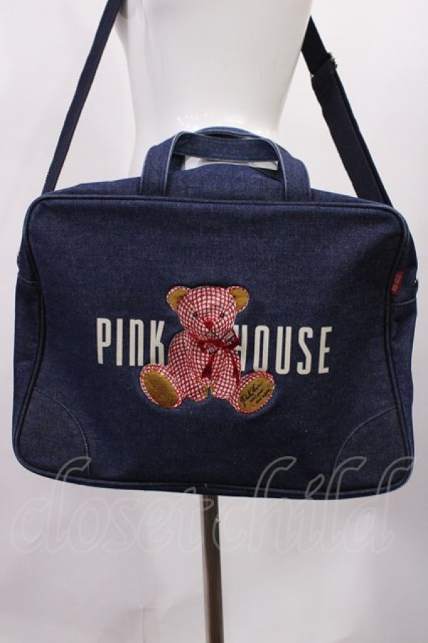 画像2: PINK HOUSE / くま刺繍デニムバッグ  ブルー H-26-03-16-1036-LO-JA-NS-ZH (2)