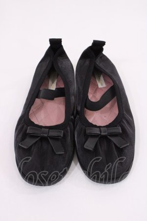 画像: m petit by misako / AMリボンバレエシューズ L ブラック H-26-03-16-1037-LO-SH-NS-ZH