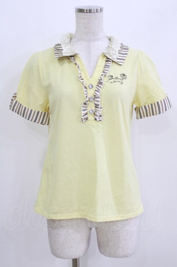 画像1: axes femme / ストライプ切替ポロシャツ M イエロー H-26-03-16-055-AX-TO-NS-ZH (1)