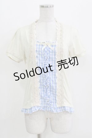 画像: axes femme / ギンガムチェック切替トップス M 生成り/サックス H-26-03-16-056-AX-TO-NS-ZH