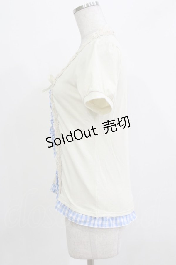 画像2: axes femme / ギンガムチェック切替トップス M 生成り/サックス H-26-03-16-056-AX-TO-NS-ZH (2)