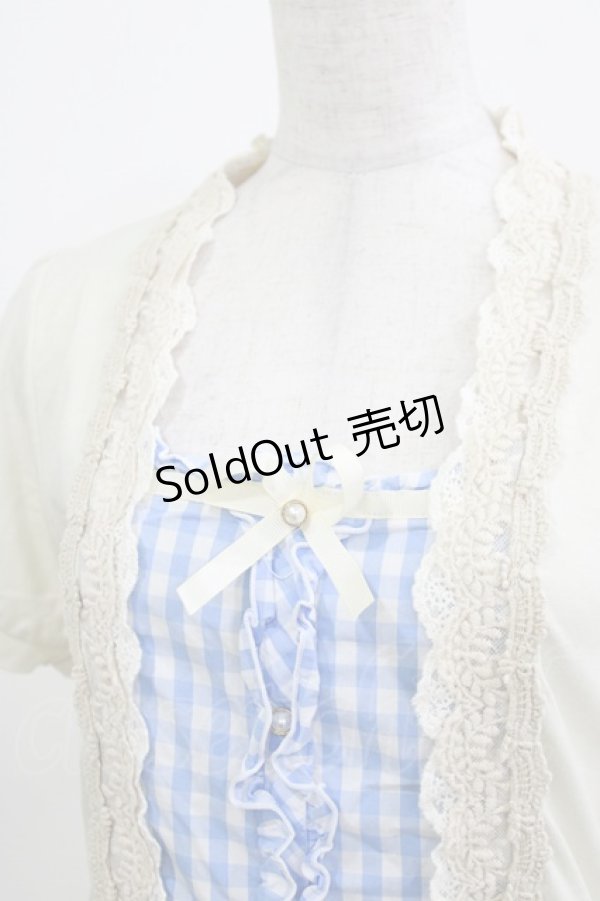 画像4: axes femme / ギンガムチェック切替トップス M 生成り/サックス H-26-03-16-056-AX-TO-NS-ZH (4)