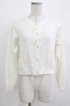 画像: m petit by misako / AM*ハート透かしニットカーディガン M 白 H-26-03-16-057-LO-TO-NS-ZH