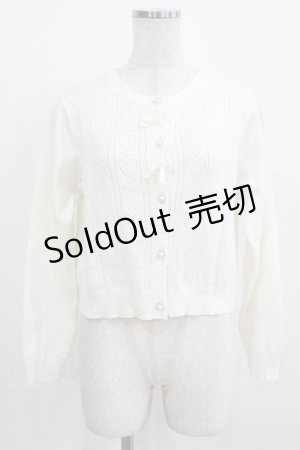 画像: m petit by misako / AM*ハート透かしニットカーディガン M 白 H-26-03-16-057-LO-TO-NS-ZH