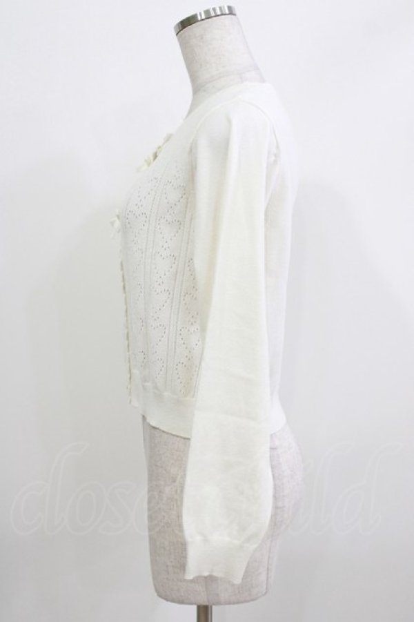 画像2: m petit by misako / AM*ハート透かしニットカーディガン M 白 H-26-03-16-057-LO-TO-NS-ZH (2)