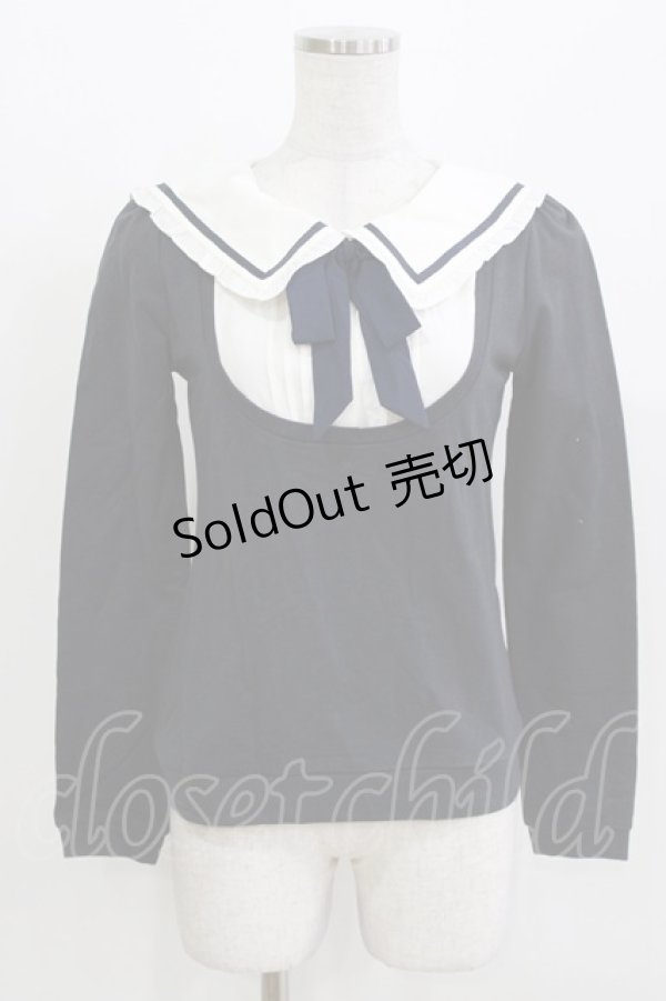 画像1: LIZ LISA / ヨーク切替トップス Free ネイビー H-26-03-16-060-LO-TO-NS-ZH (1)