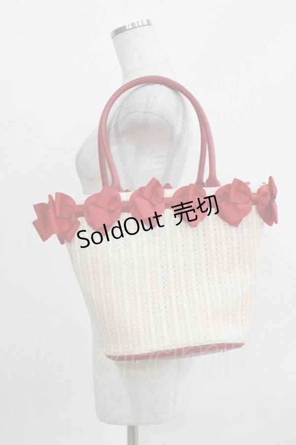 画像1: m petit by misako / AMリボンツキカゴTT  オフ/レッド H-26-03-16-062-LO-BG-NS-ZH (1)