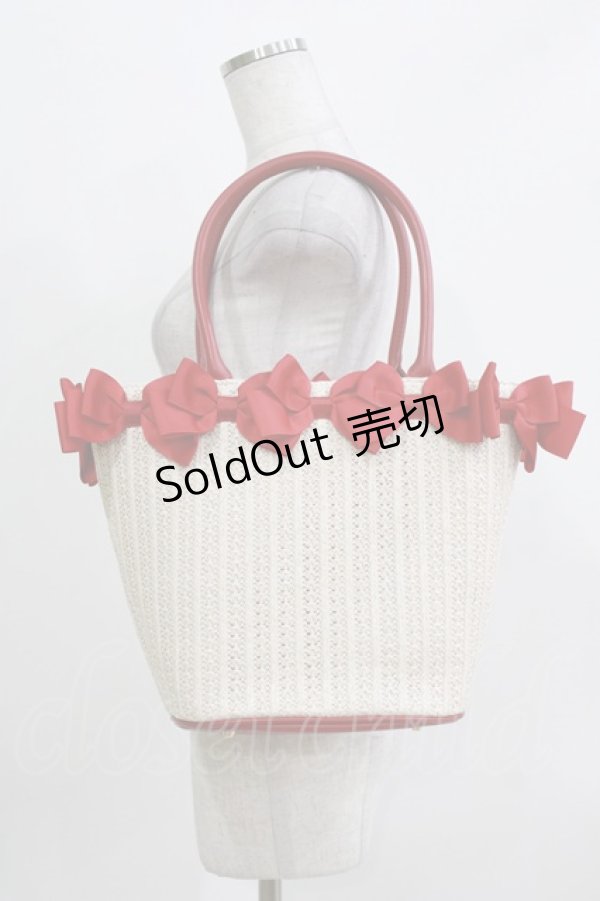 画像2: m petit by misako / AMリボンツキカゴTT  オフ/レッド H-26-03-16-062-LO-BG-NS-ZH (2)