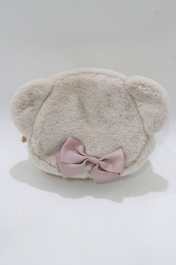 画像1: m petit by misako / AM*クマサンポーチ  ベージュ H-26-03-16-068-LO-ZA-NS-ZH (1)